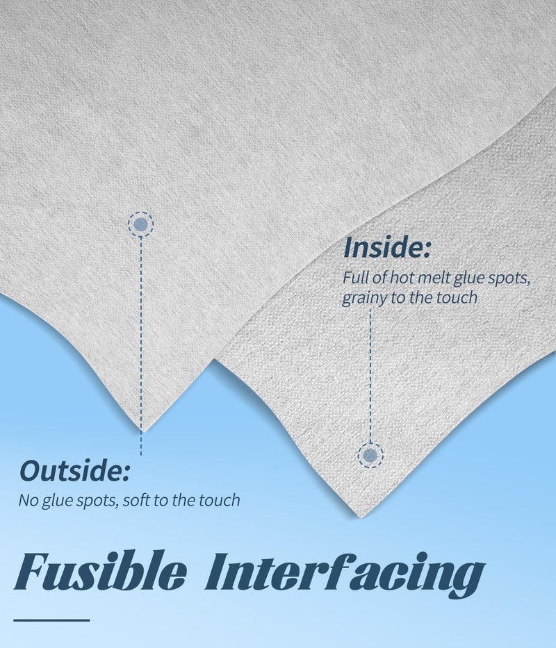 Dercuy 15" X 15yd White Interfacing Fabric for Sewing, Medium Weight Fusible Interfacing for Sewing, Iron On Interfacing for Sewing DIY Craft - Image 3